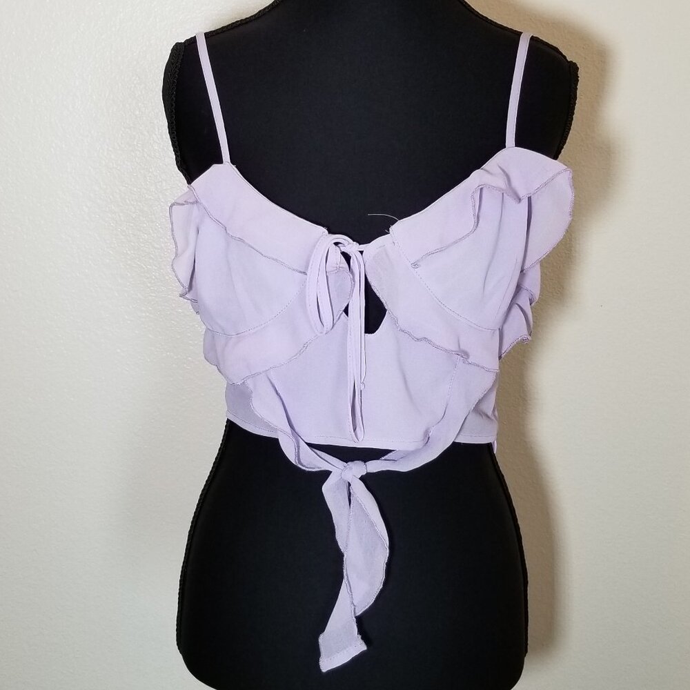 Forever 21 Crop Cami Ruffle Tank Top Purple Size M Layering Party‎ Festival NWT